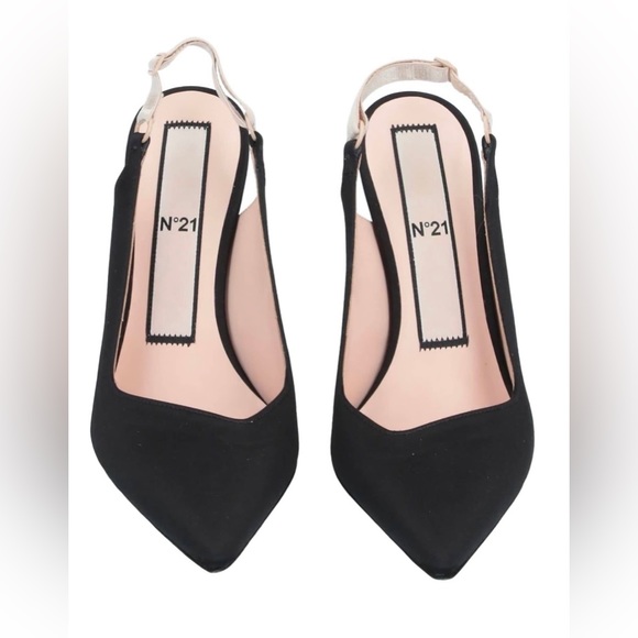 NEW N°21 Pointed Satin Slingback Black Stiletto heel Size 7 - Picture 4 of 14